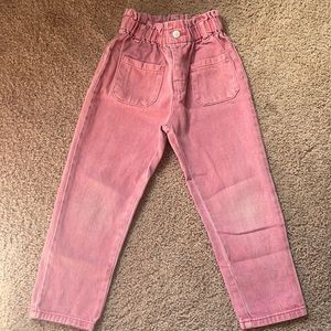 Zara pink high waisted paper bag pants